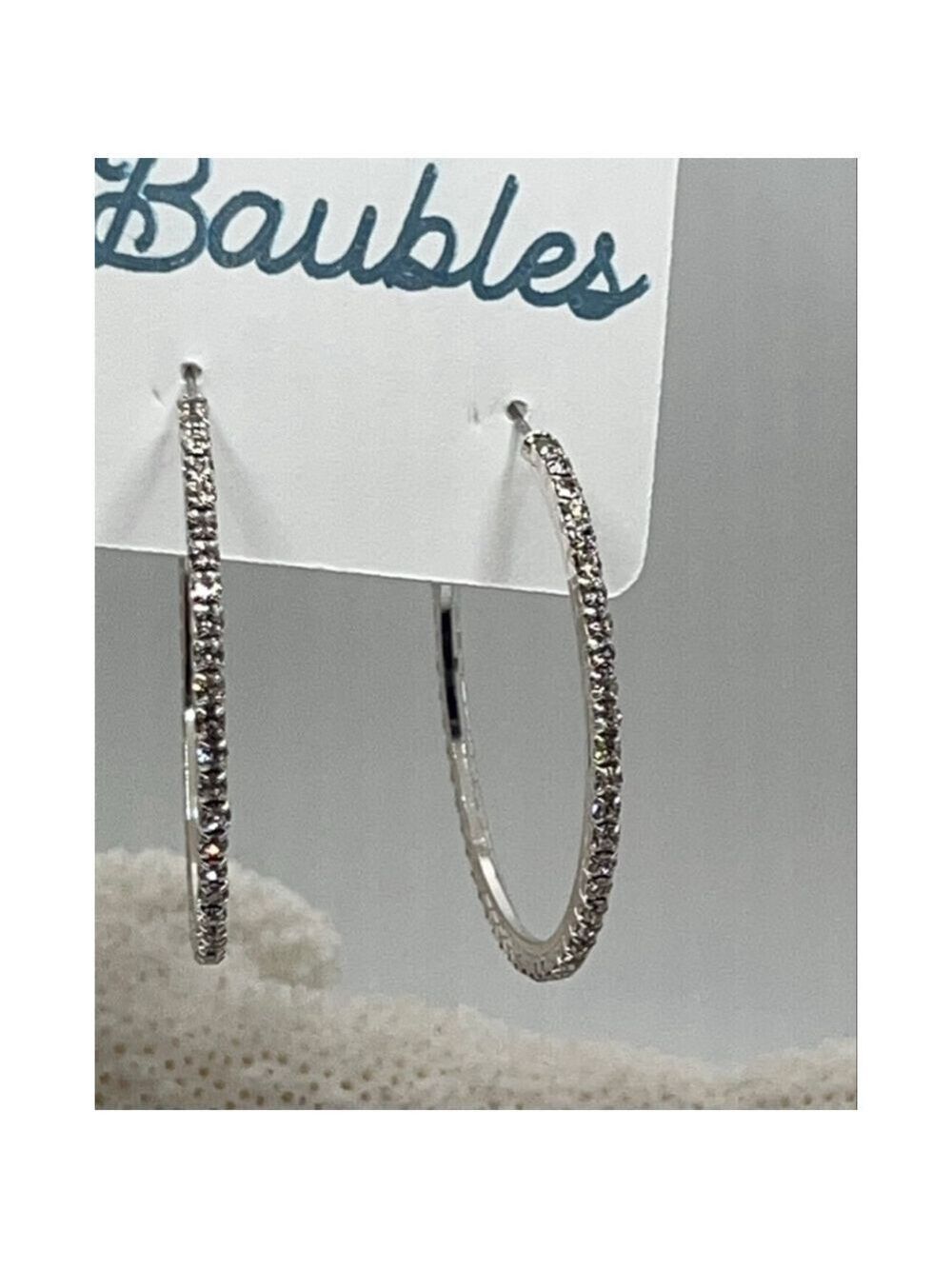 Baubles Silver Channel Set Hoops - Picture 6 of 9